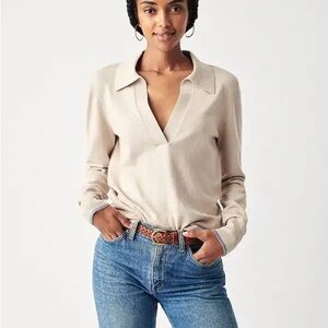Faherty Organic Cotton Kona Polo Sweater Beige